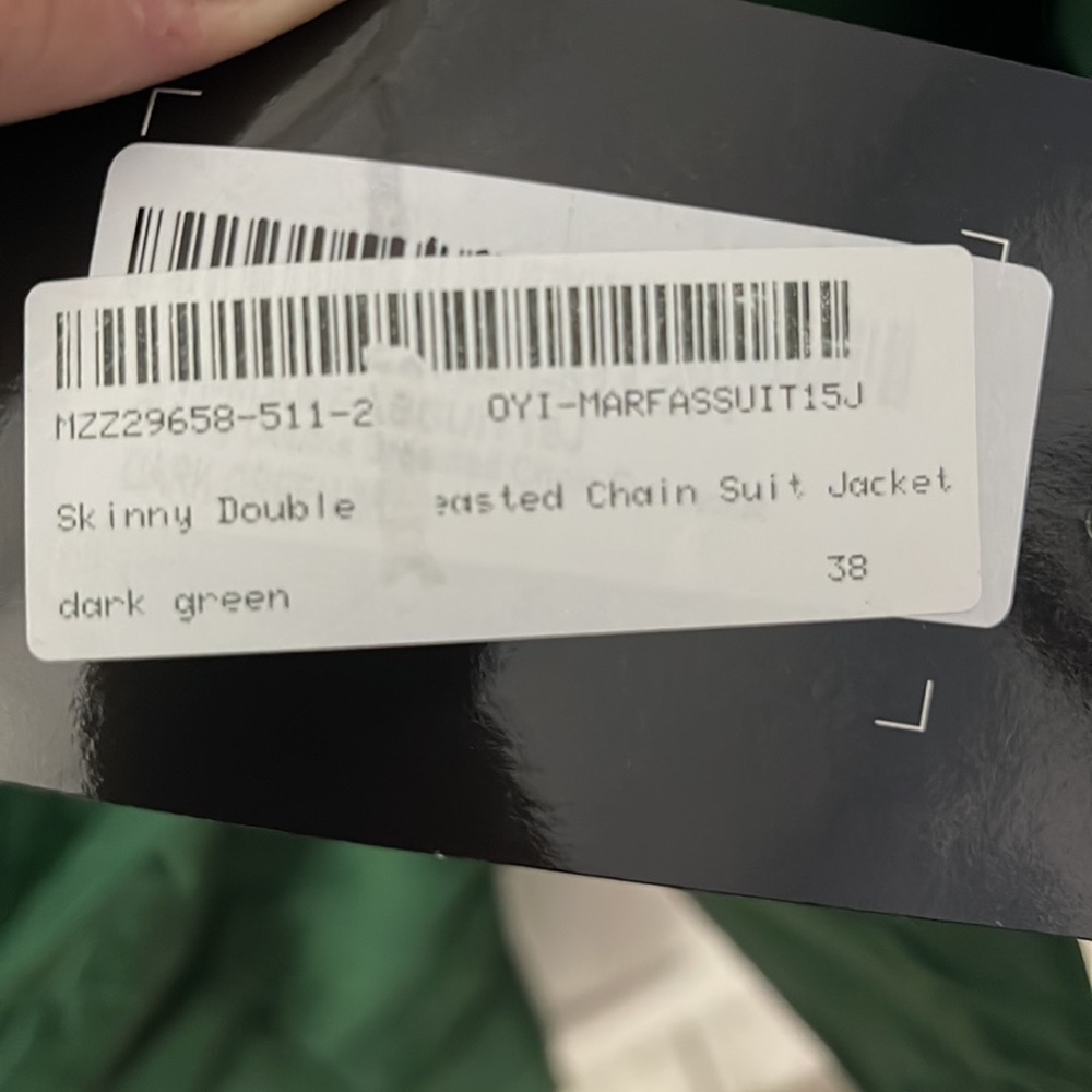SKINNY DOUBLE BREASTED CHAIN SUIT JACKET AND SKINNY GREEN DRESS PANTS - Picture 4 of 5
